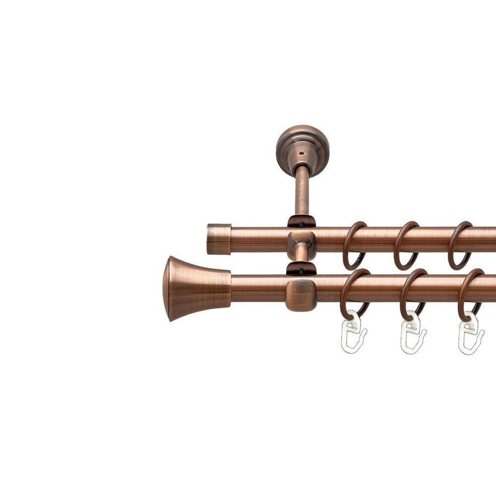 Карниз Orvit Принц металевий дворядний відкритий гладка труба кільце металеве Мідь 16\16 мм 300 см (00-00020706) Львів - фото 1