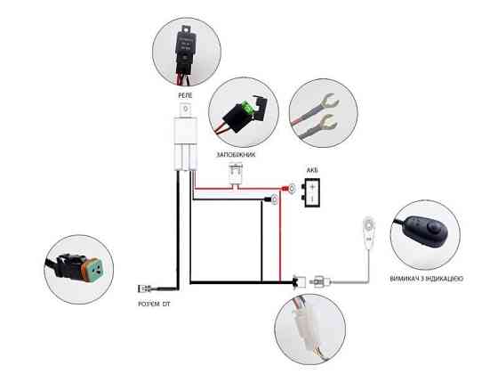 Універсальна проводка StarLight №2 для фар робочого світла 4,8м 120W кнопка ON-OFF (1 режим) + реле 12V Харків