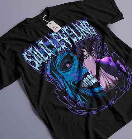 Футболка для мальчика аниме Соло Левелинг Сунг Джинвоо оверсайз (рост от 165 до 180 ) Черний AnimeJ0863m Днепр