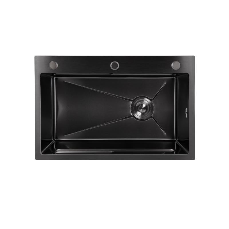 Мийка для кухні інтегрована Lidz Handmade H6845B Brushed Black PVD 3,0/1,0 мм LDH6845BRUBLM49456 чорна Київ - фото 3