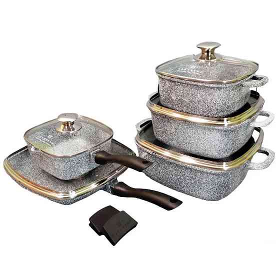 Набір посуду зі сковородою гранітний, Набір квадратних каструль з гранітним покриттям DP-99 Івано-Франківськ