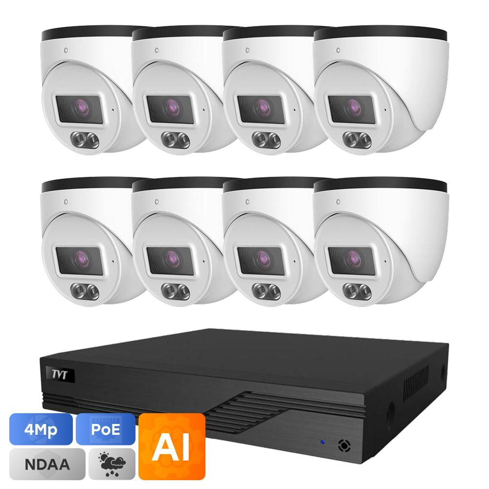 Комплект IP-відеонагляду на 8 камер TVT IP-Video Kit 8x4Mp (T) PoE: 8 купольних 4Mp відеокамери + 8-канальний 8Mp відеореєстратор Киев - изображение 1