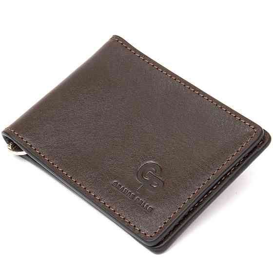 Чоловічий шкіряний затиск для грошей GRANDE PELLE 11478 Коричневий Київ