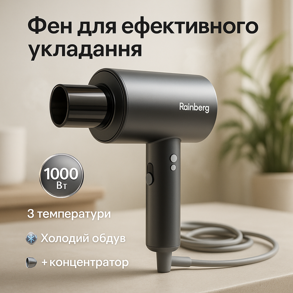 Фен с регулятором мощности и температуры, Функциональный профессиональный фен с мощным мотором HN-71 Львов - изображение 7