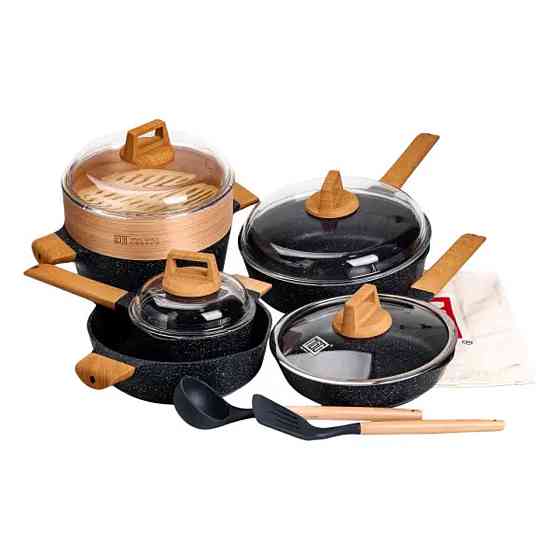 MGC Набір посуду MGC 2 каструлі, 2 сковороди, сотейник, пароварка, ополоник, лопатка, фартух HP Київ