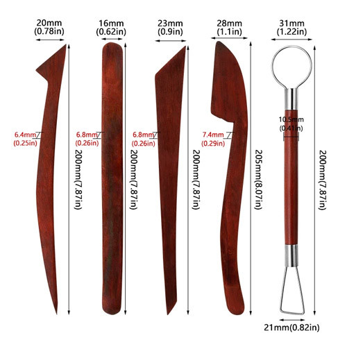Набор инструментов для лепки из полимерной глины, 5шт, двусторонние, дерево Винница - изображение 5