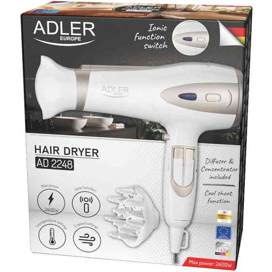 Фен Adler AD 2248 white champagne 2200Вт/ 2 швидкості/ хол.обдув/ темп.режимів-3/ іонізація/ дифузор Вінниця