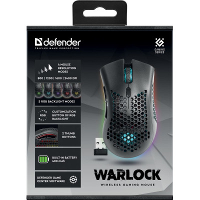 Мишка Defender Warlock GM-709L RGB Wireless Black (52709) Вінниця - фото 2