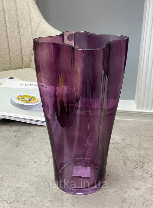 Ваза скляна 12,5*12,5*23 см "Бадді-М" бузкове товсте скло Київ - фото 2