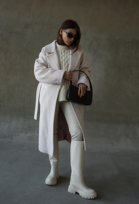 Стильні чоботи зимові жіночі натуральна шкіра на низькому ходу молочні р. 38-40 / Чоботи на зим Коломия - фото 4