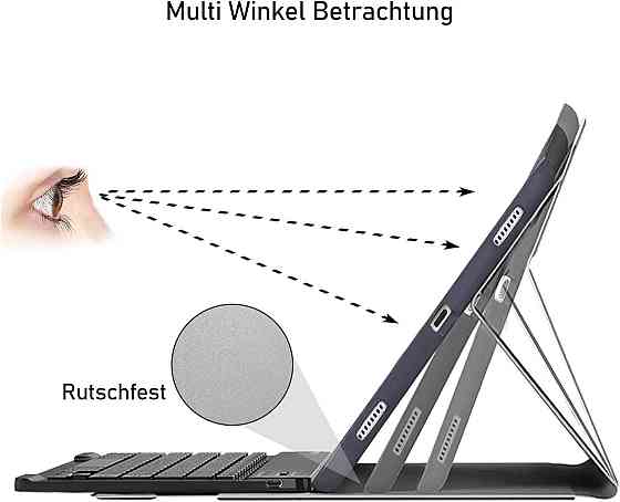 Чехол с Bluetooth клавиатурой QWERTZ для Samsung Galaxy Tab S7 FE/S7+/S8+ 12,4 дюйма съемный защитный черный Киев