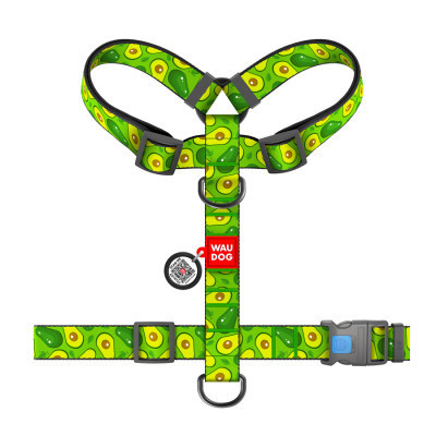 Шлея для собак WAUDOG Nylon анатомічна H-подібна з QR-паспортом "Авокадо" пластиковий фастекс XL (323-0048) Вінниця - фото 2