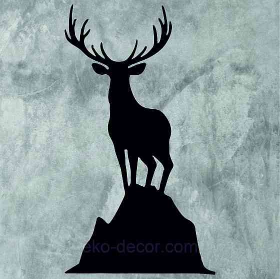 Декоративное настенное Панно «Олень», Декор на стену 70*38 см, Черный Киев