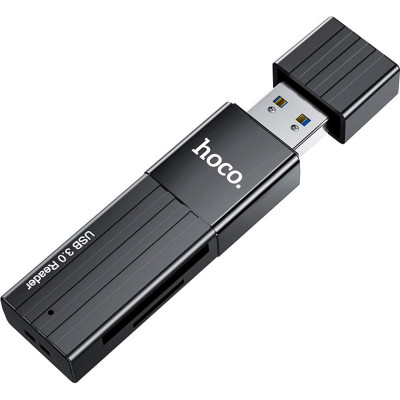 Зчитувач флеш-карт HOCO USB3.0 to microSD, microSDHC, microSDXC, SD, SDHC, SDXC, HB20 Black (6931474735218) Вінниця - фото 4