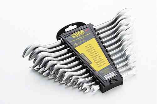 Набір рожкових ключів CrV 6-23, 24x27, 25x28, 30x32 мм, 12 шт, СИЛА Харків