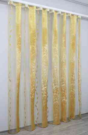 Тюль органза з нейлоновою вишивкою колір напівпрозорий з золотистим 1284т Київ