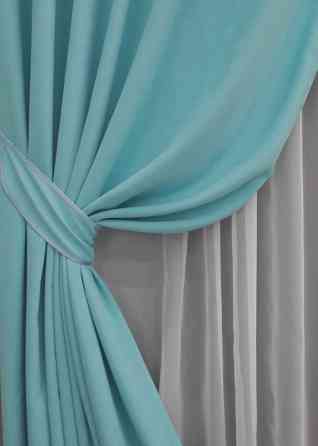 Комплект готових штор VR-Textil Мікровелюр Petek № 1524ш Блакитний 150х270 см 2 шт (33-1034) Київ
