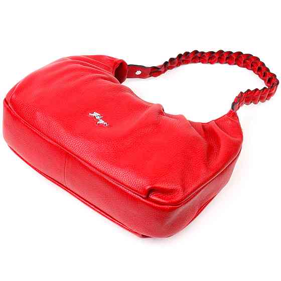 Яркая женская сумка багет KARYA 20837 кожаная Красный Киев