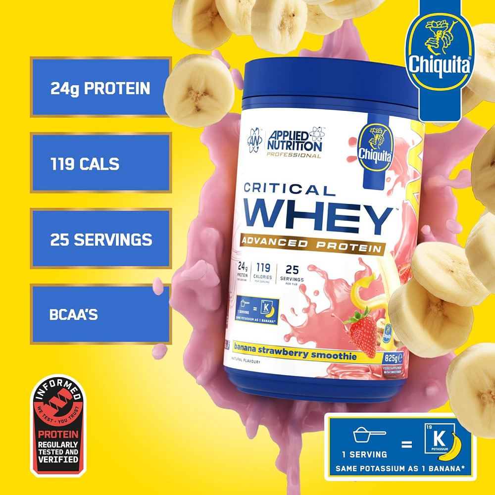 Протеин Applied Nutrition Critical Whey Protein 825 г, Chiquita Banana Strawberry Smoothie Луцк - изображение 3