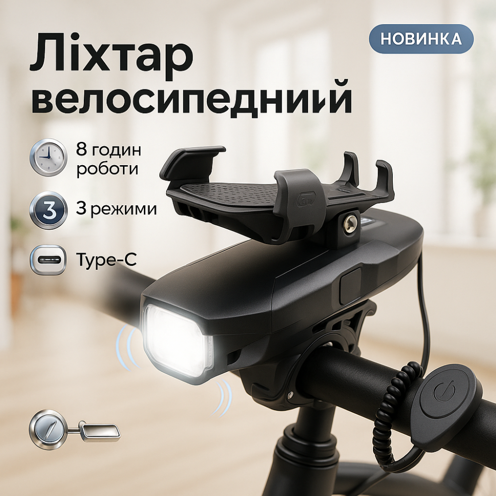 Велосипедний ліхтар із захистом від води BG-1951/HJ-068, Освітлення для велосипеда PS-80 Львів - фото 9