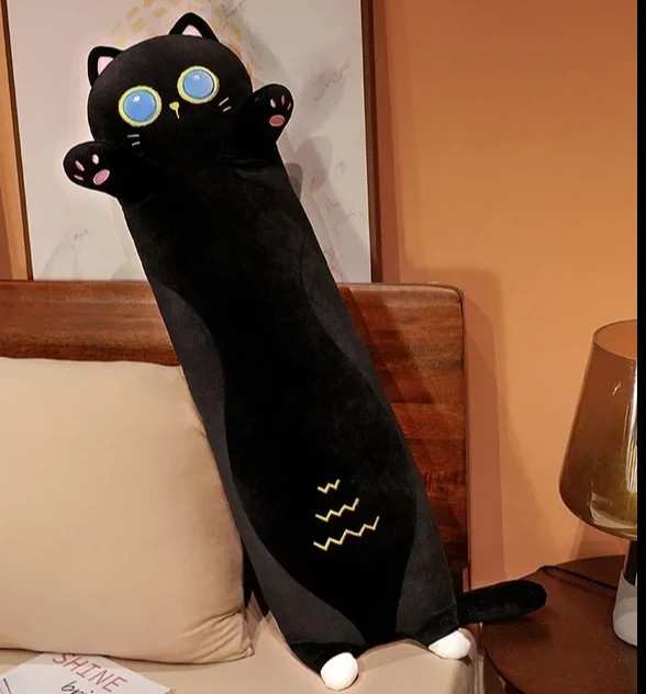 Детская игрушка Кот Батон Темная Ночь 80см, забавная мягкая подушка-объятия, Черный Киев - изображение 3