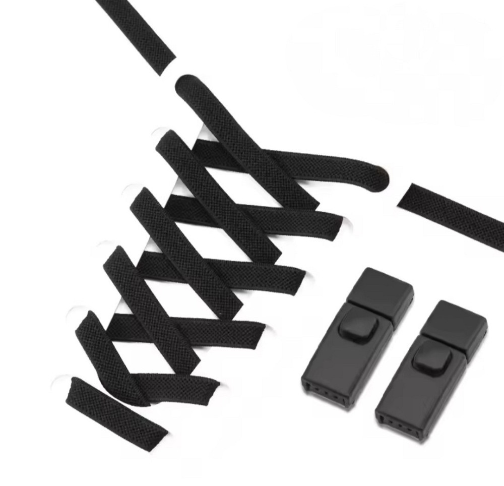 Еластичні шнурки без зав'язок з металевими застібками в колір Чорний Смела - изображение 5