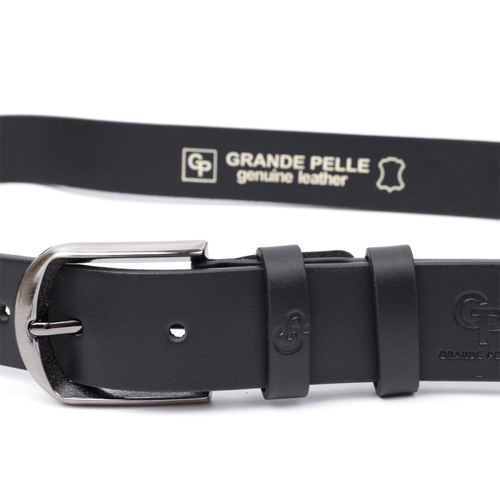 Классический брючный пояс для мужчин из натуральной кожи Черный (GRANDE PELLE) Киев - изображение 9