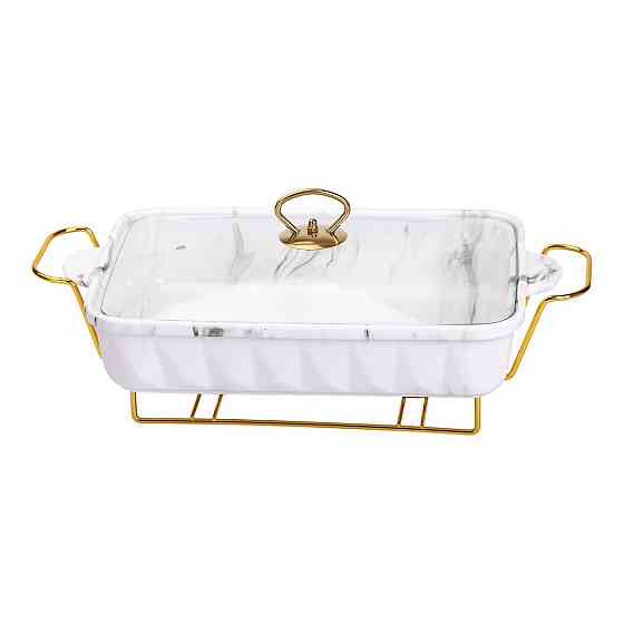 Yiwu Настільний марміт 2 літри прямокутний порцеляновий 40х22.5х15.5 см на підставці Lugi Коломыя