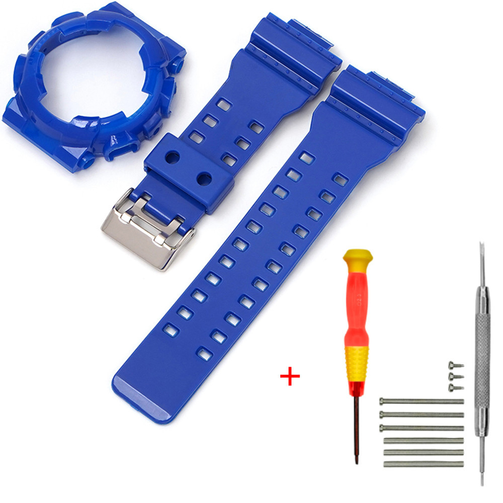 Ремешок + безель (рант) для Casio G-Shock GA-100 Dark Blue-Glossy SI SBR Киев - изображение 1