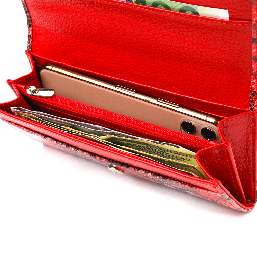 Яскравий жіночий гаманець з натуральної фактурної шкіри з тисненням під змію CANPELLINI 21627 Різнокольоровий Київ - фото 4