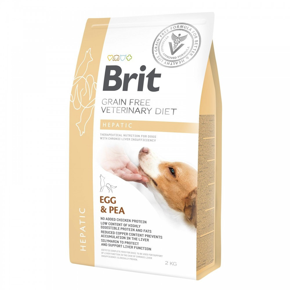 Сухий корм Brit GF VetDiet Dog Hepatic для собак, при хворобі печінки, з яйцем, горохом, бататом та гречкою, 2 кг Вінниця - фото 1