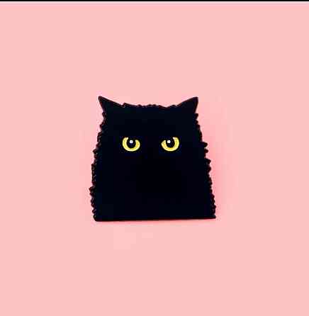 Эмалированный значок «Чёрный кот» – минималистичная брошь 3,1 см Киев