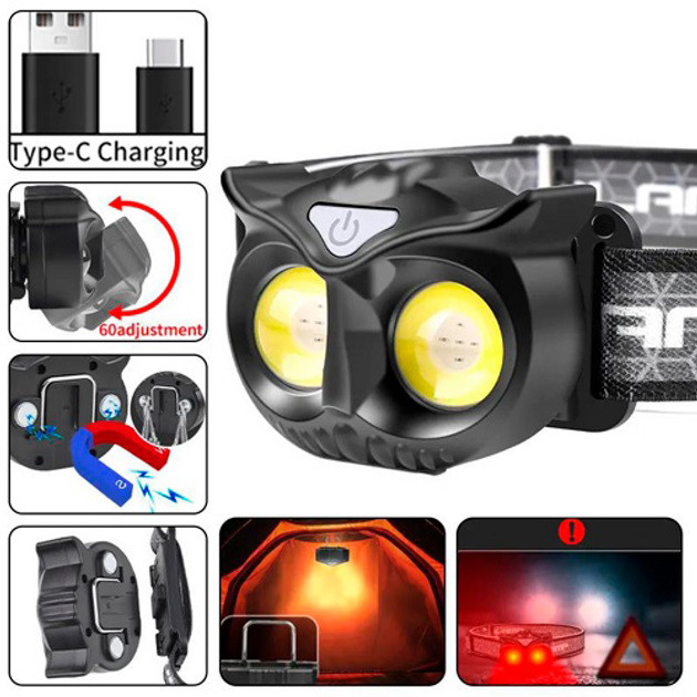 Налобный фонарик с регулируемым ремешком, Фонарь с фиксацией на голове, Мощный фонарь для рыбалки SJ-30 Львов - изображение 9