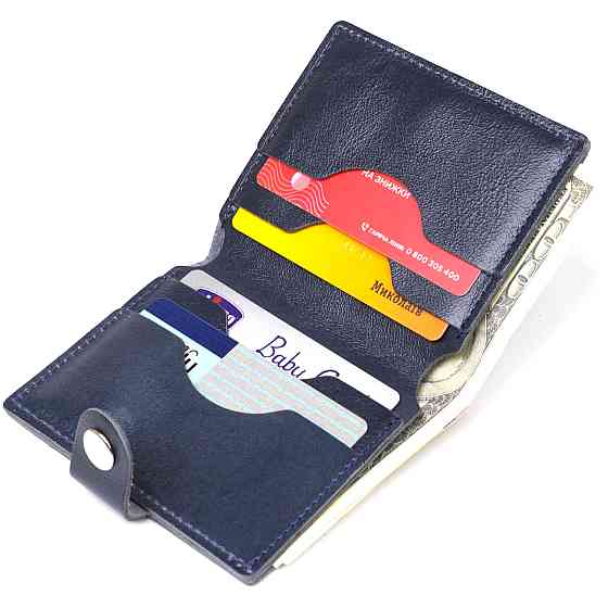 Удобное портмоне из натуральной кожи Shvigel 16507 Синий Киев