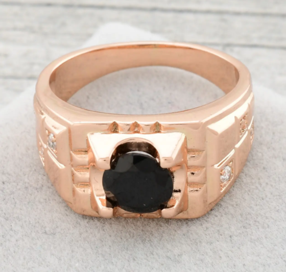 Печатка Xuping 11582 черные фианиты, позолота РО, ширина12 мм, размер 20, вес 5,6 г, мужская Киев