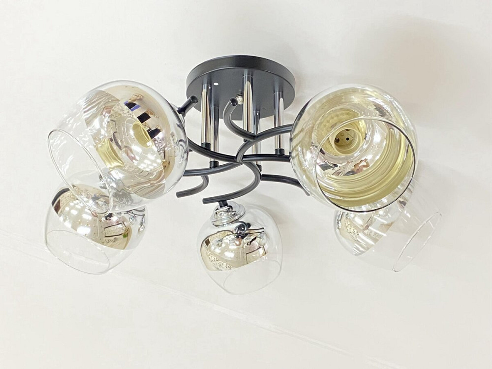 Стельова Люстра на 5 плафонів VALESO 6978A/5 (Чорний+Хром) Коломия - фото 1