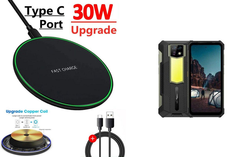 Бездротовий зарядний пристрій Copper до 30W для Poco F5 Pro, USB-C, LED Київ - фото 1