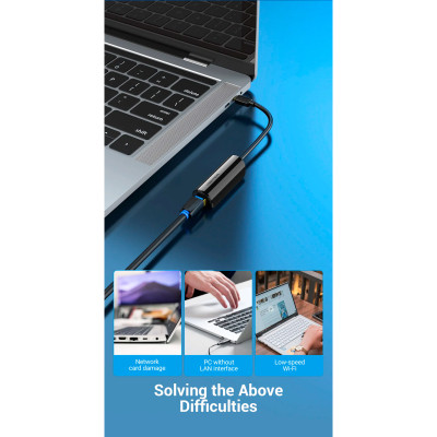 Перехідник USB3.1 Type-C to Ethernet RJ45 1000 Mb Gigabit Vention (CFBBB) Вінниця - фото 3