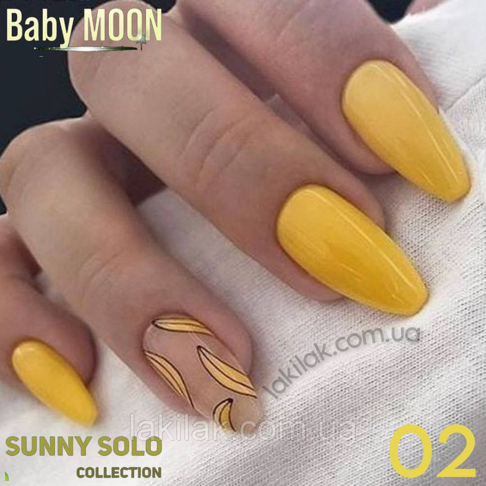 Гель-лак BABY MOON Sunny Solo №02 жовтий з дрібним шимером, 6 мл Херсон - фото 1