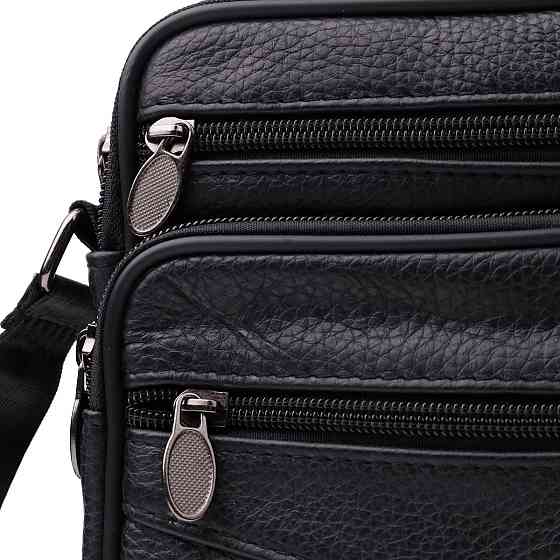 Практичная вертикальная сумка с ручкой для мужчин из натуральной кожи Vintage 22864 Черный Киев