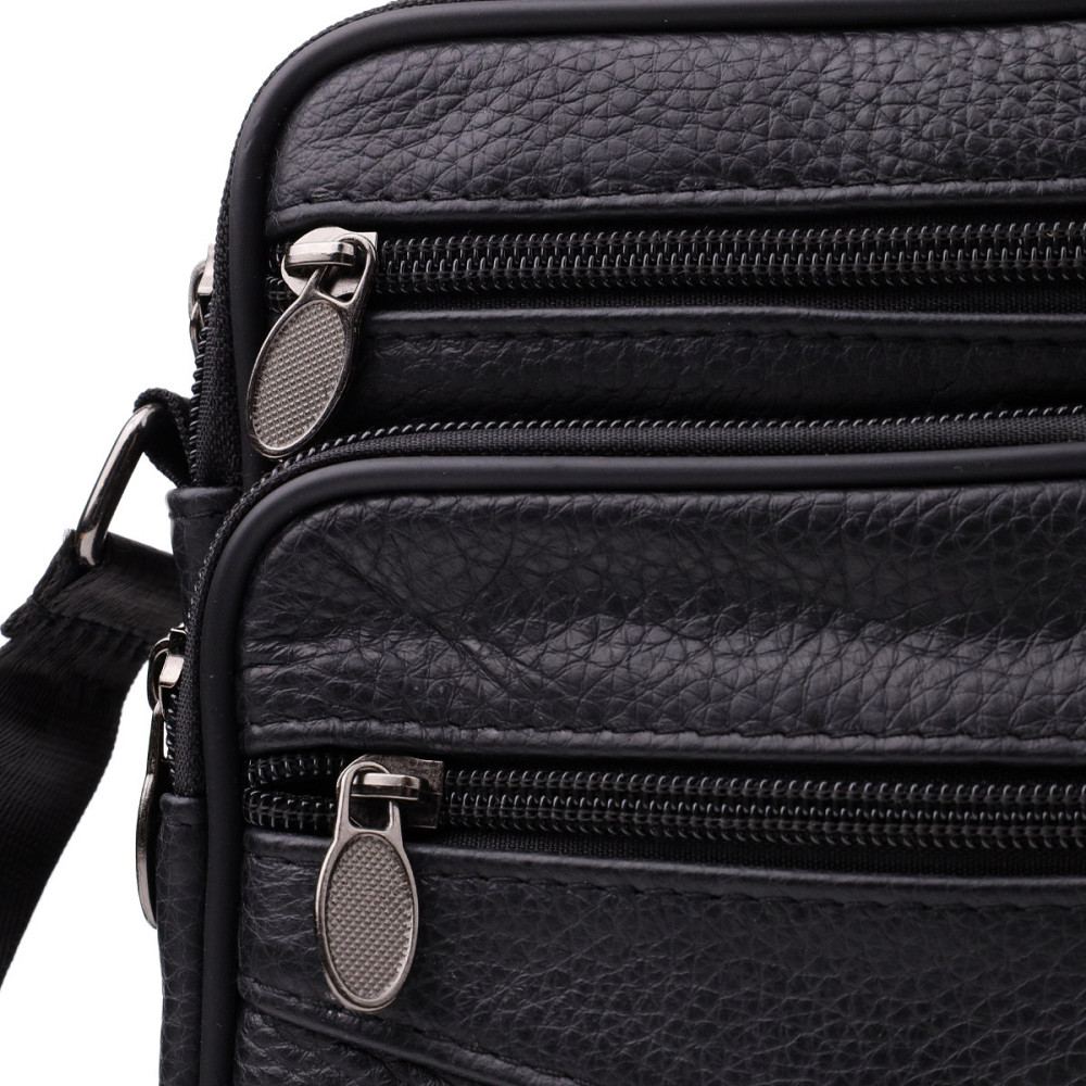 Практичная вертикальная сумка с ручкой для мужчин из натуральной кожи Vintage 22864 Черный Киев - изображение 6