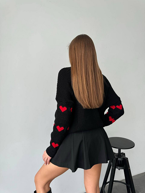 Женский стильный оверайз свитер акрил/шерсть Черный Одесса - изображение 3