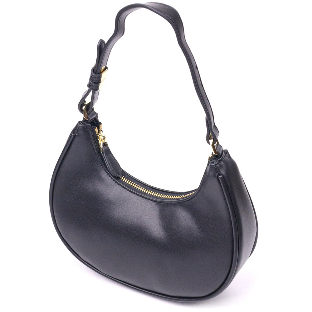 Модная женская сумка-хобо из натуральной гладкой кожи 21288 Vintage Черная Киев - изображение 2