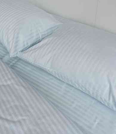 Постельное белье из страйп-сатина евро МАКСИ Richman 220-240 см 50-70 2шт с резинкой светло-голубой Днепр