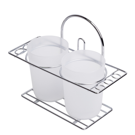 Склянка для зубних щіток подвійний 20*8,5*16см пластик на хром підставці Харків