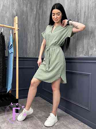 Легке літнє плаття в горошок "Victoria" оптом | Розпродаж моделі Фісташковий, 42-44 Київ