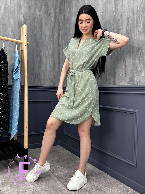 Легке літнє плаття в горошок "Victoria" оптом | Розпродаж моделі Фісташковий, 42-44 Київ - фото 3