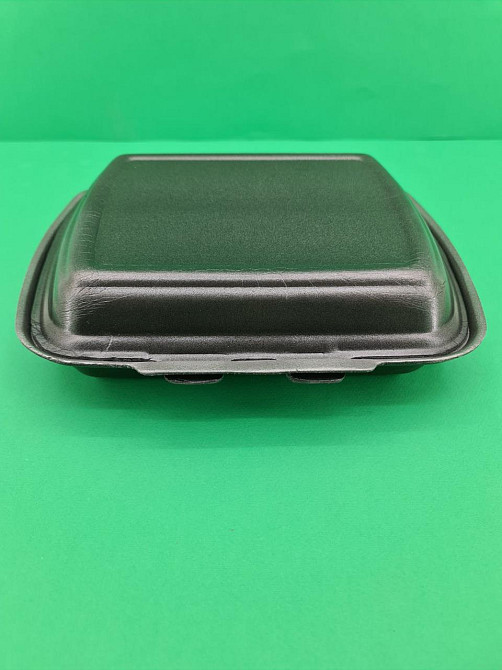 Ланч-бокс з спіненого полістиролу з кришкою 2-х секційний (236*179*73*) чорний (Р2662\2865) (125 шт) Харків - фото 2