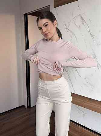 Женский утепленный базовый лонгслив турецкая вискоза с начесом Пудра, 46/48 Одесса