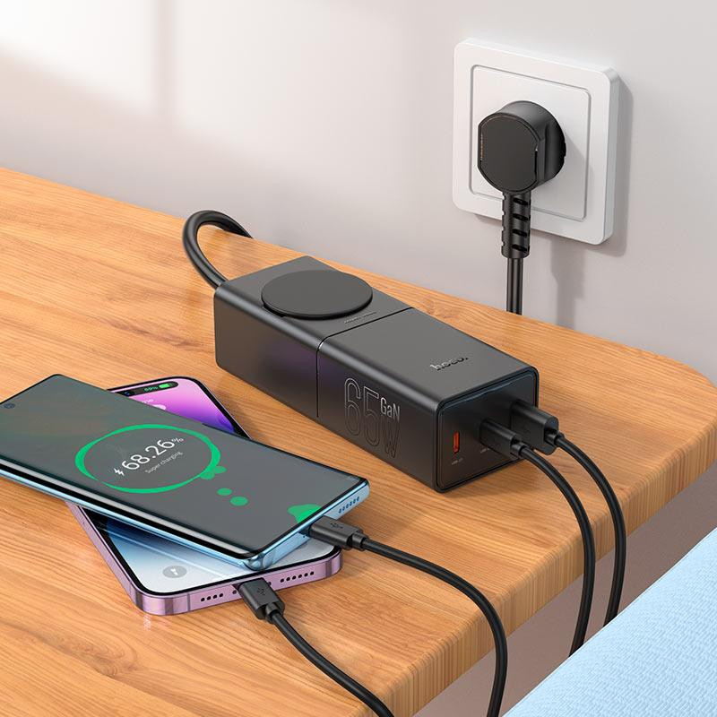 Зарядное устройство HOCO NS4 Sharp 65W, настольное, черное Киев - изображение 1